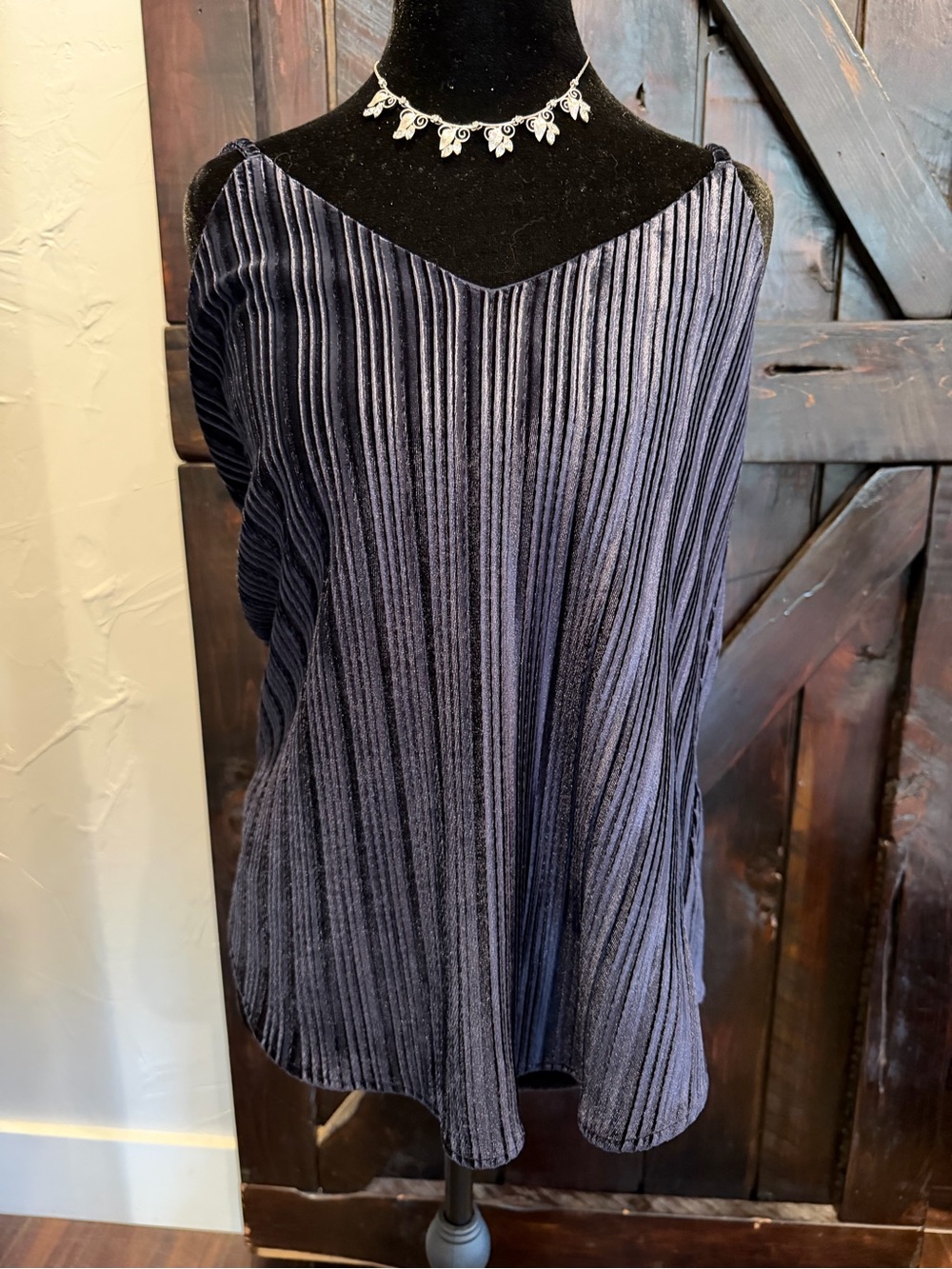 Dalia Navy Blue Sparkle Velvet Tank